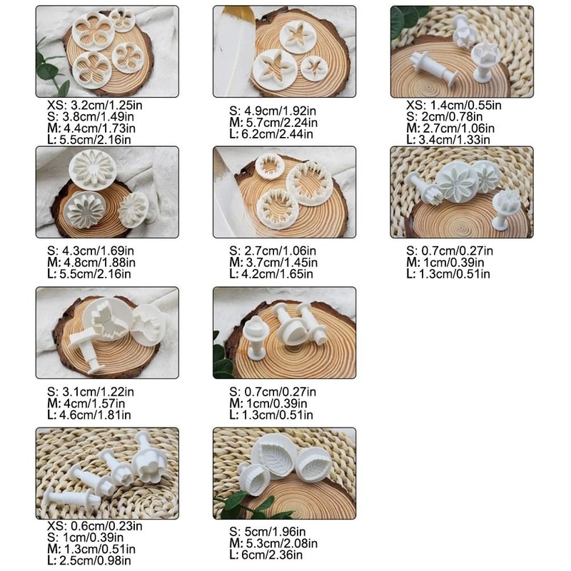 33 Piece Fondant Cutter Set Cake Decorating Plunger Molds Cookie And Embossing Tools 5