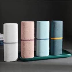 portable travel toothbrush case holder pp storage box with dual cup design for camping and business trips