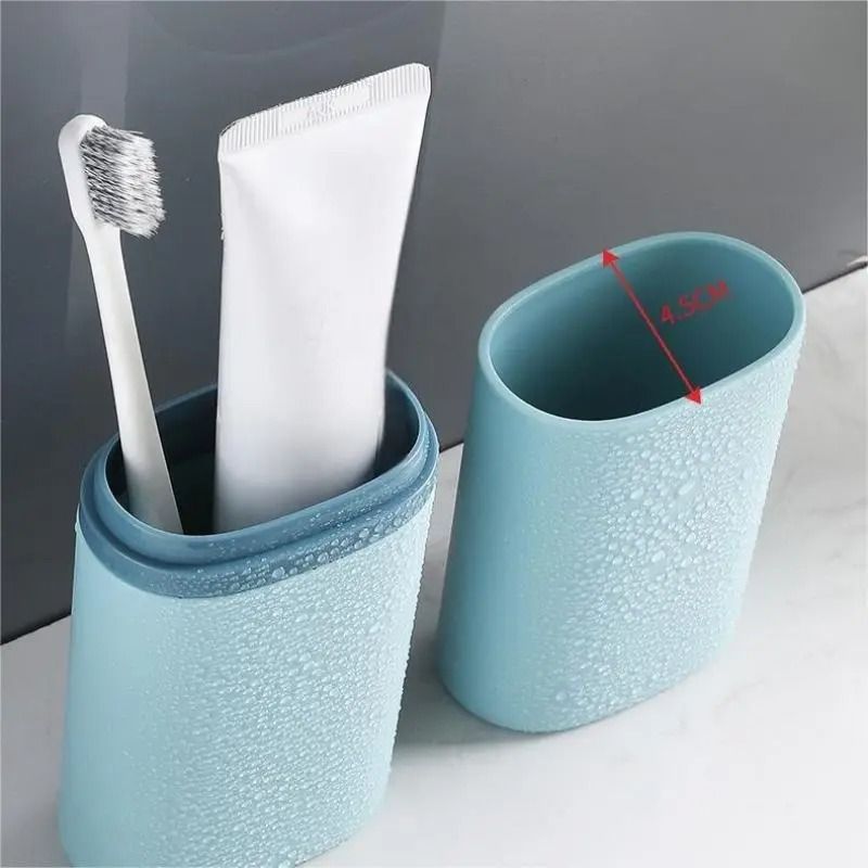 Portable Travel Toothbrush Case Holder PP Storage Box With Dual Cup Design For Camping And Business 4