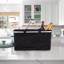 folding insulated shopping basket portable meal basket cooler bag for grocery and lunch delivery