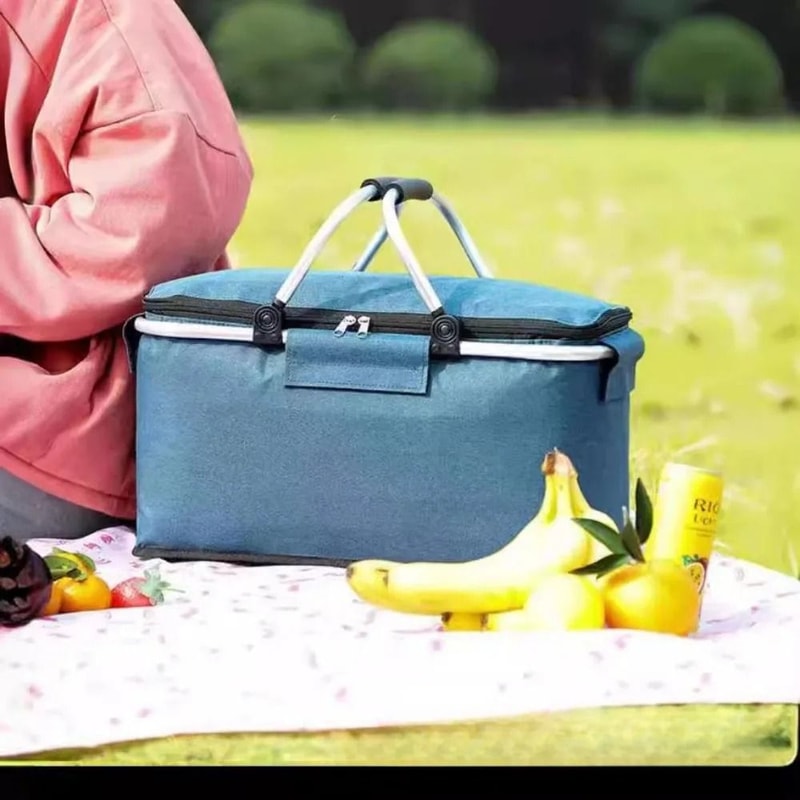 Folding Insulated Shopping Basket Portable Meal Basket Cooler Bag For Grocery And Lunch Delivery 2