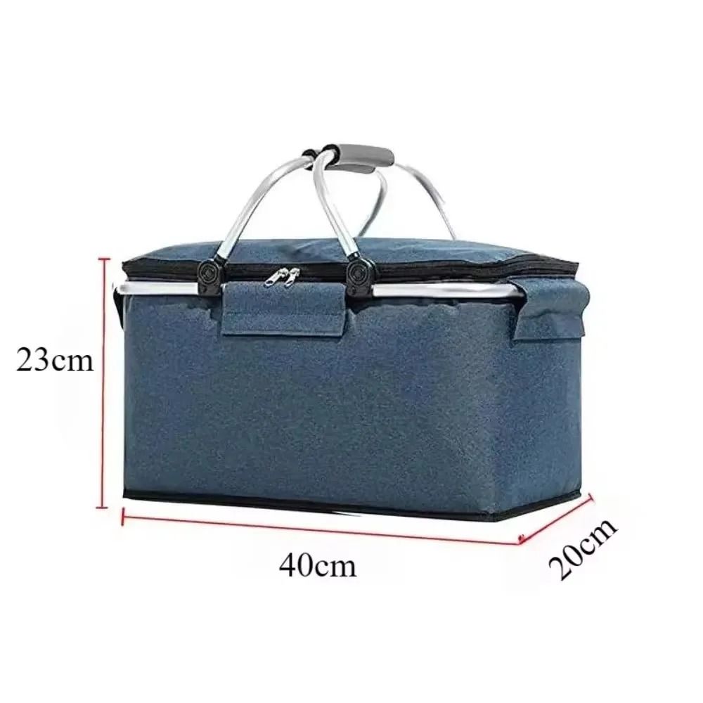 Folding Insulated Shopping Basket Portable Meal Basket Cooler Bag For Grocery And Lunch Delivery 5