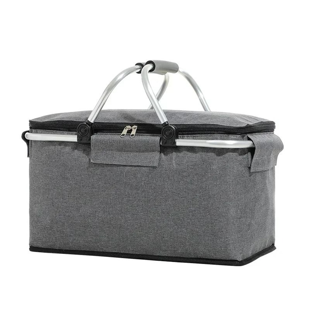 Folding Insulated Shopping Basket Portable Meal Basket Cooler Bag For Grocery And Lunch Delivery 6
