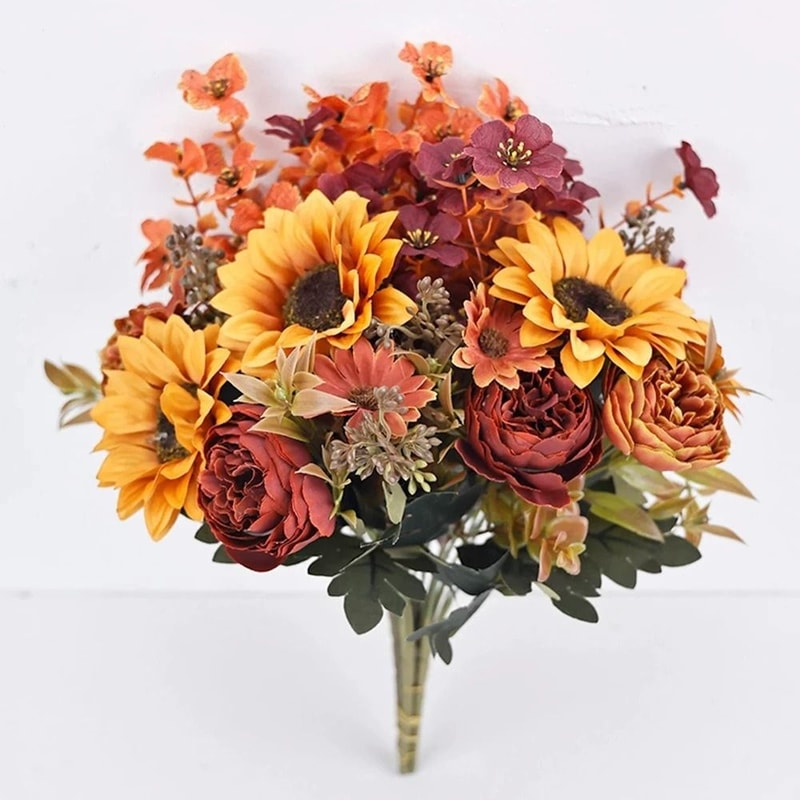 Autumn Artificial Sunflower Bouquet Simulated Fake Flowers For Wedding And Home Decor 1