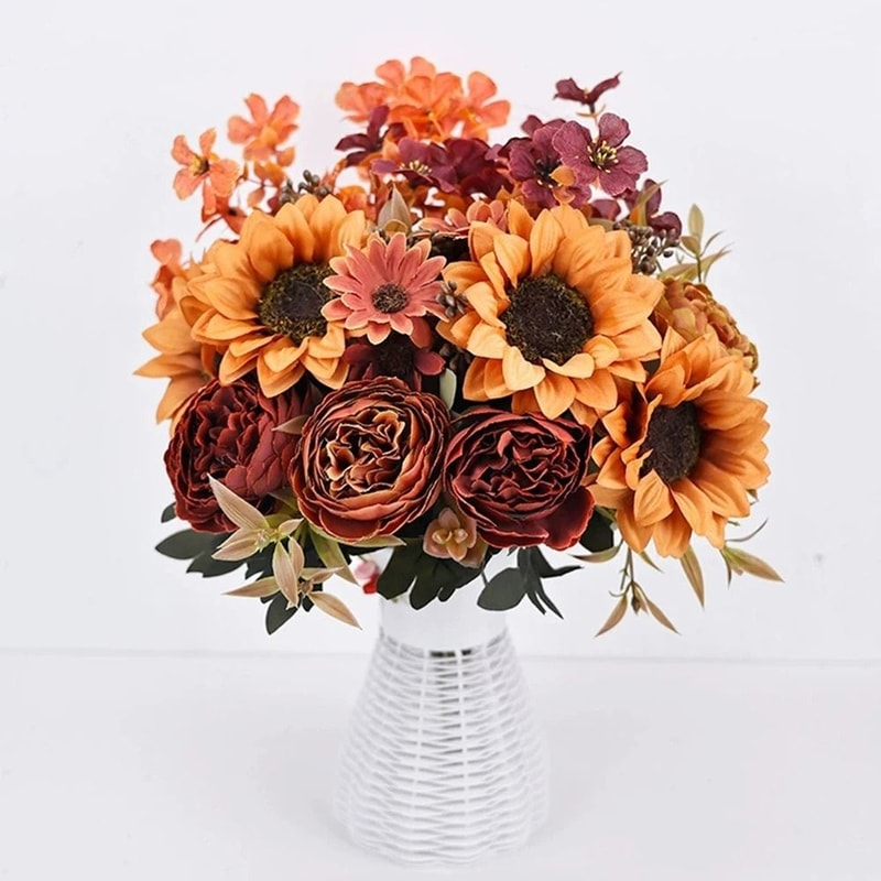 Autumn Artificial Sunflower Bouquet Simulated Fake Flowers For Wedding And Home Decor 2