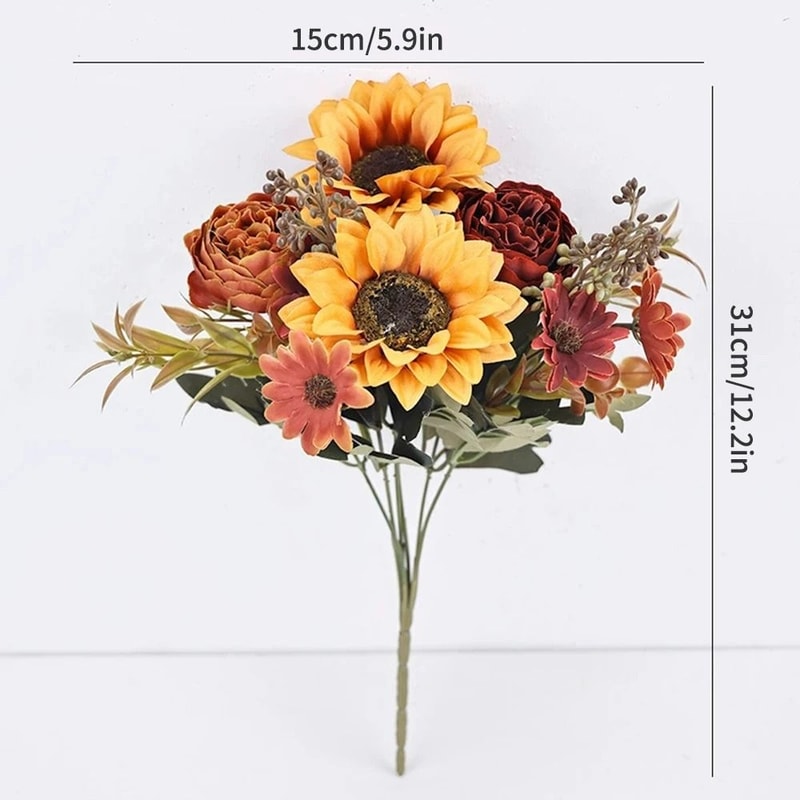 Autumn Artificial Sunflower Bouquet Simulated Fake Flowers For Wedding And Home Decor 5