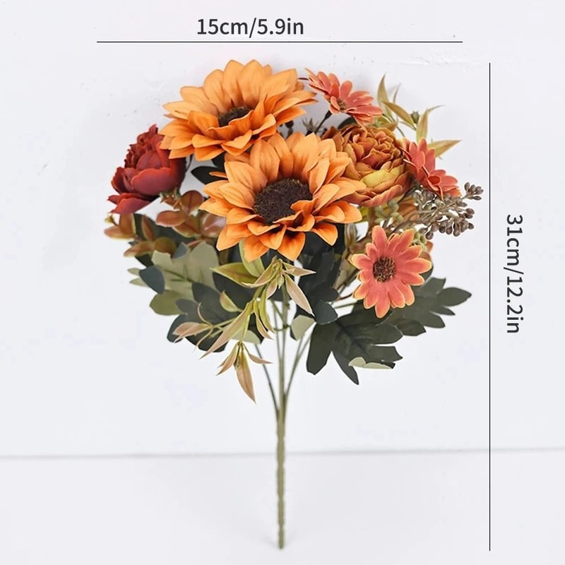 Autumn Artificial Sunflower Bouquet Simulated Fake Flowers For Wedding And Home Decor 6