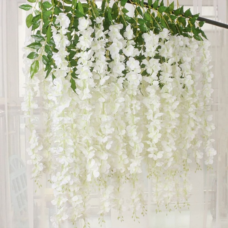 Artificial Wisteria Hanging Garland 12 Piece Flower Strings For Wedding Arch Garden And Home Party 0