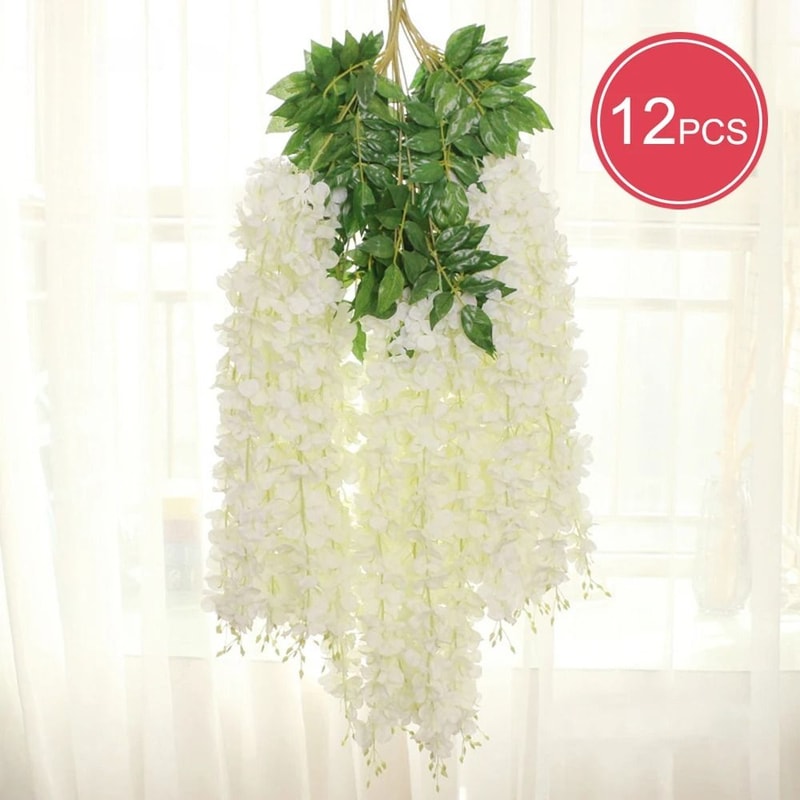 Artificial Wisteria Hanging Garland 12 Piece Flower Strings For Wedding Arch Garden And Home Party 5