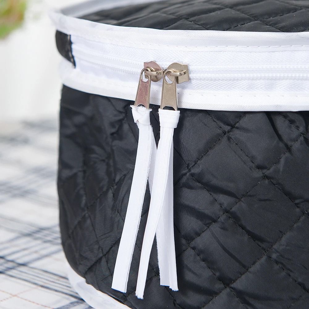 Quilted Tableware Storage Box With Zipper Lid For Plates Bowls And Dishes 3