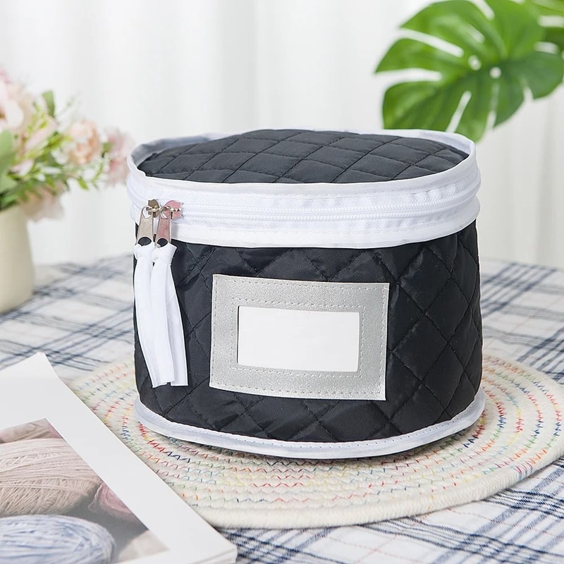 Quilted Tableware Storage Box With Zipper Lid For Plates Bowls And Dishes 9