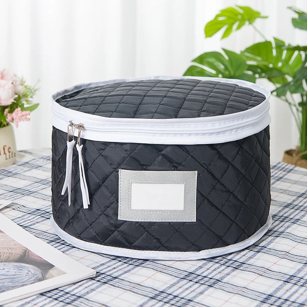Quilted Tableware Storage Box With Zipper Lid For Plates Bowls And Dishes 11