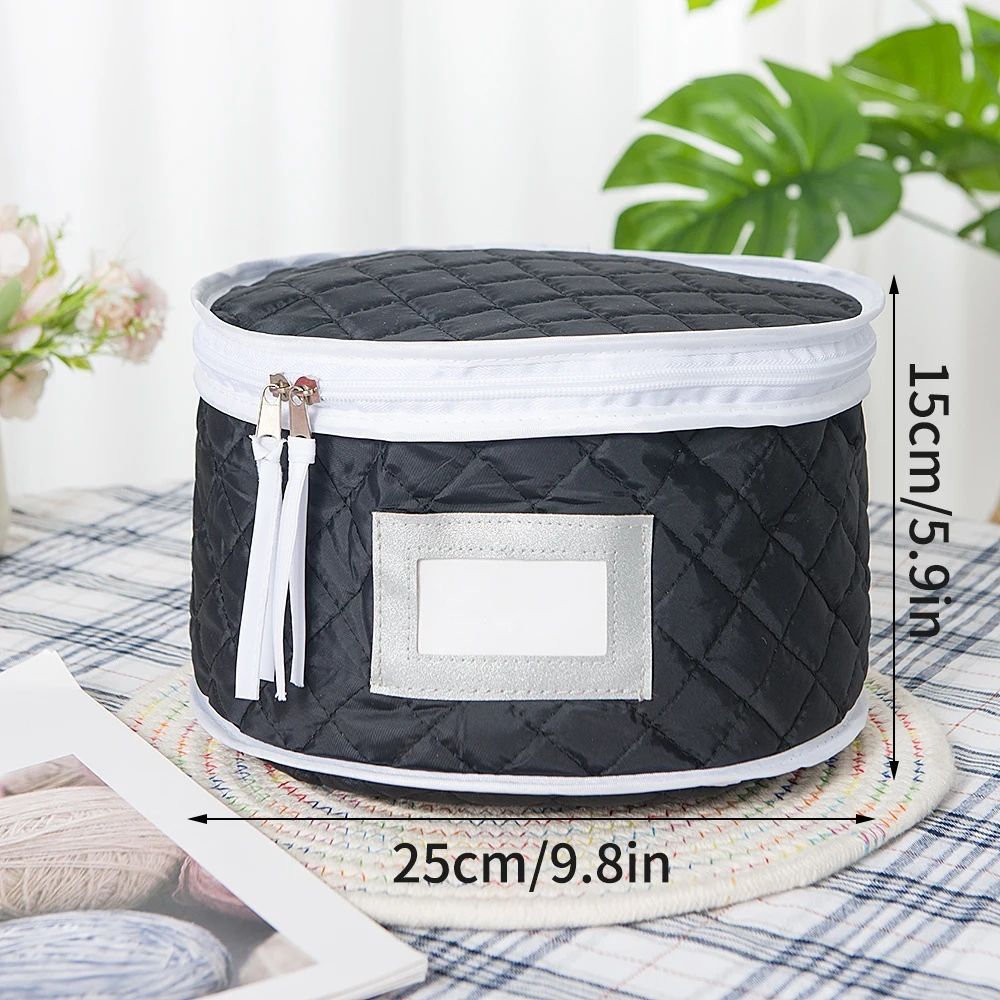 Quilted Tableware Storage Box With Zipper Lid For Plates Bowls And Dishes 14