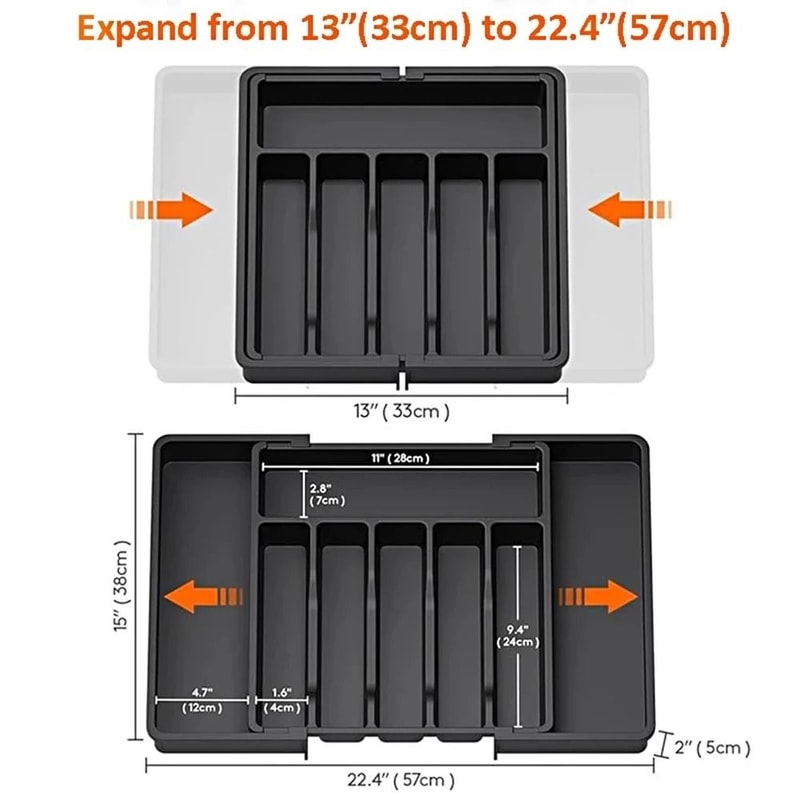 Expandable Cutlery Organizer Tray For Kitchen Drawers With Compartments 4