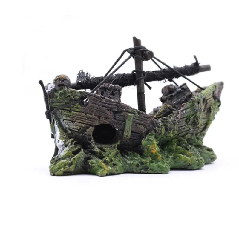 Resin Pirate Shipwreck Aquarium Ornament Underwater Fish Tank Decoration 4