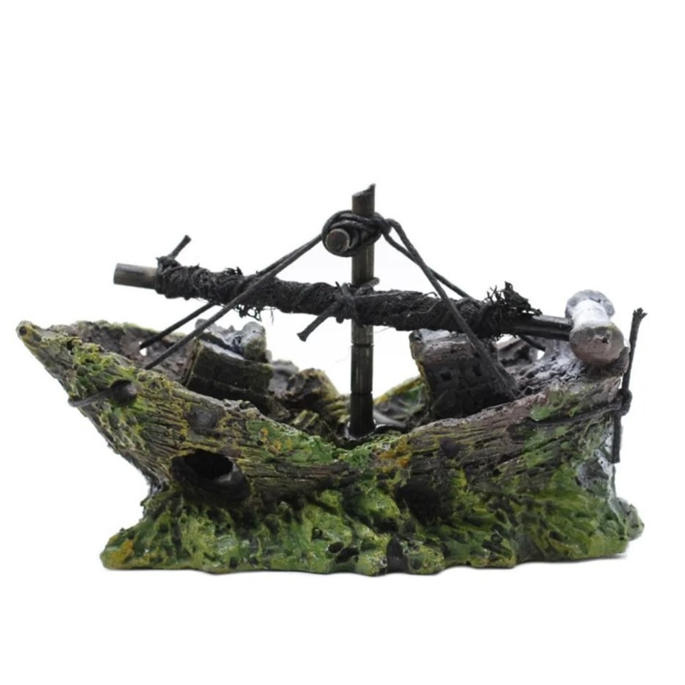 Resin Pirate Shipwreck Aquarium Ornament Underwater Fish Tank Decoration 5