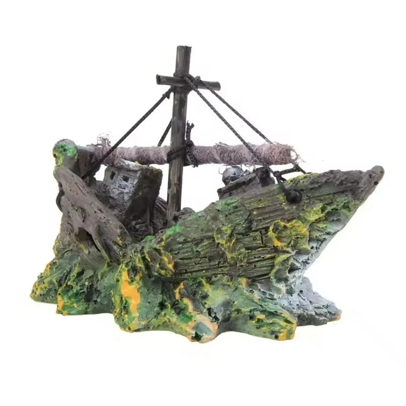 Resin Pirate Shipwreck Aquarium Ornament Underwater Fish Tank Decoration 6