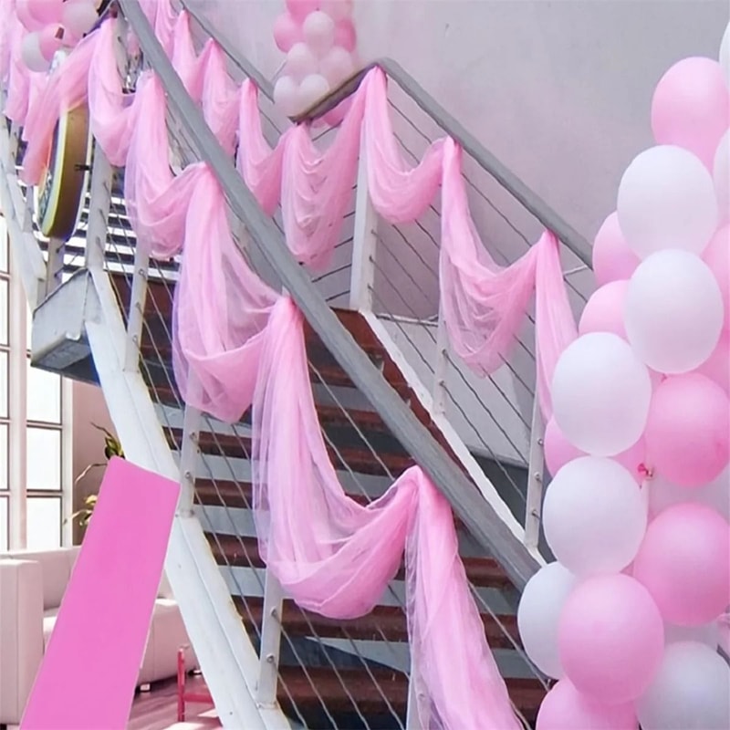 Wedding Arch Draping Fabric Organza Gauze Decor For Chairs Stairs And Garden Party Backdrops 7