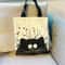 Cute Cat Canvas Tote Bag With Zipper Shoulder Shopping Bag For Students And Daily Use 0