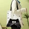 Cute Cat Canvas Tote Bag With Zipper Shoulder Shopping Bag For Students And Daily Use 4