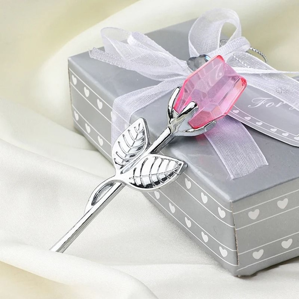 Crystal Glass Rose Mini Flower Ornament Gift With Display Box For Desk Home Weddings And Valentines 9