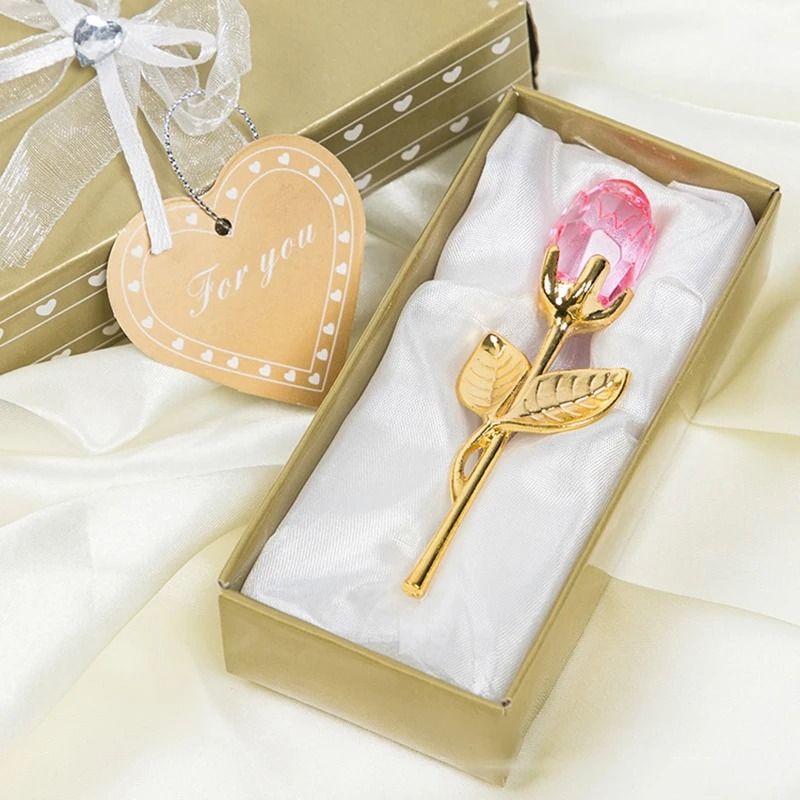 Crystal Glass Rose Mini Flower Ornament Gift With Display Box For Desk Home Weddings And Valentines 10