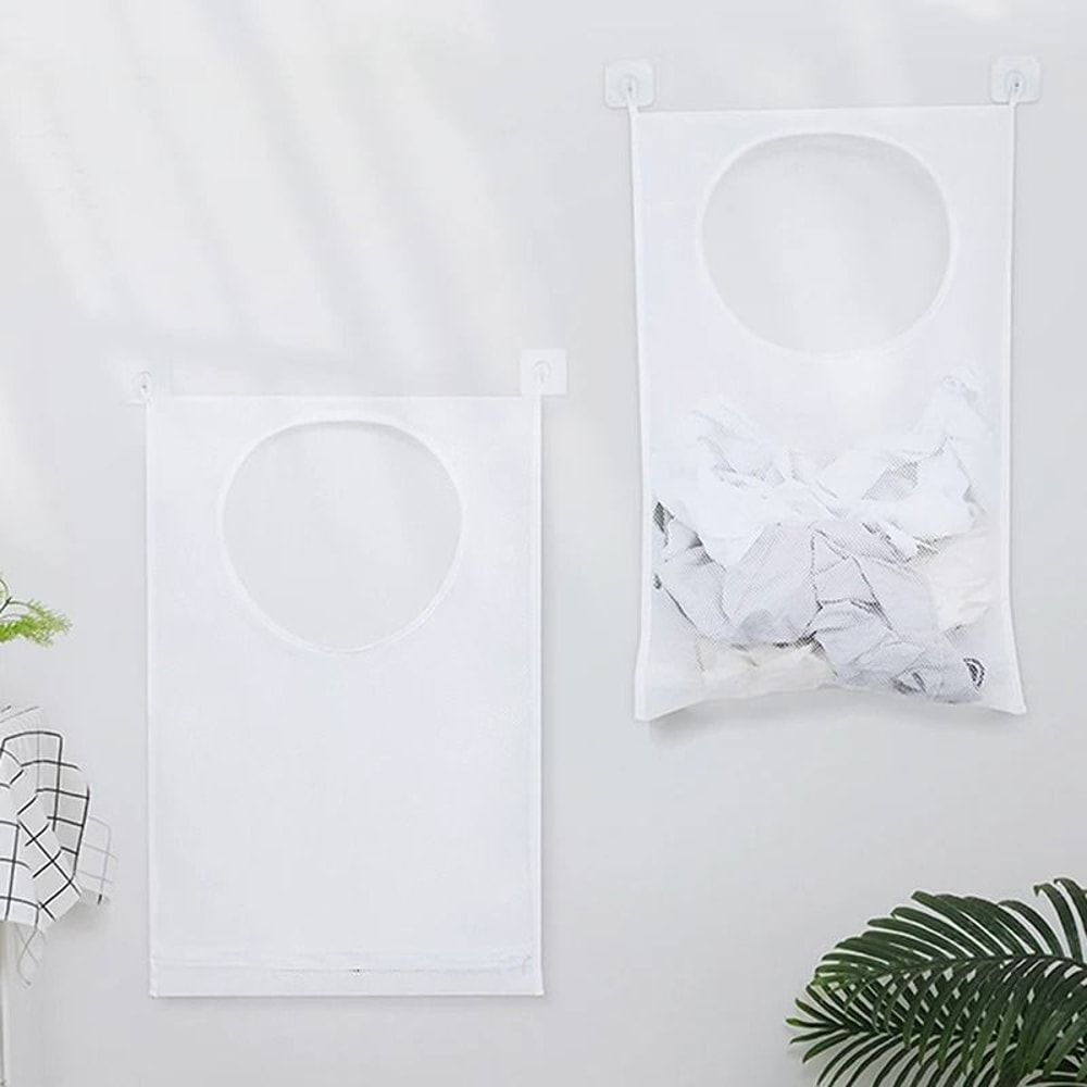 Hanging Laundry Hamper Bag With Bottom Zipper Large Mesh Dirty Clothes Organizer For Bathroom Dorm 2
