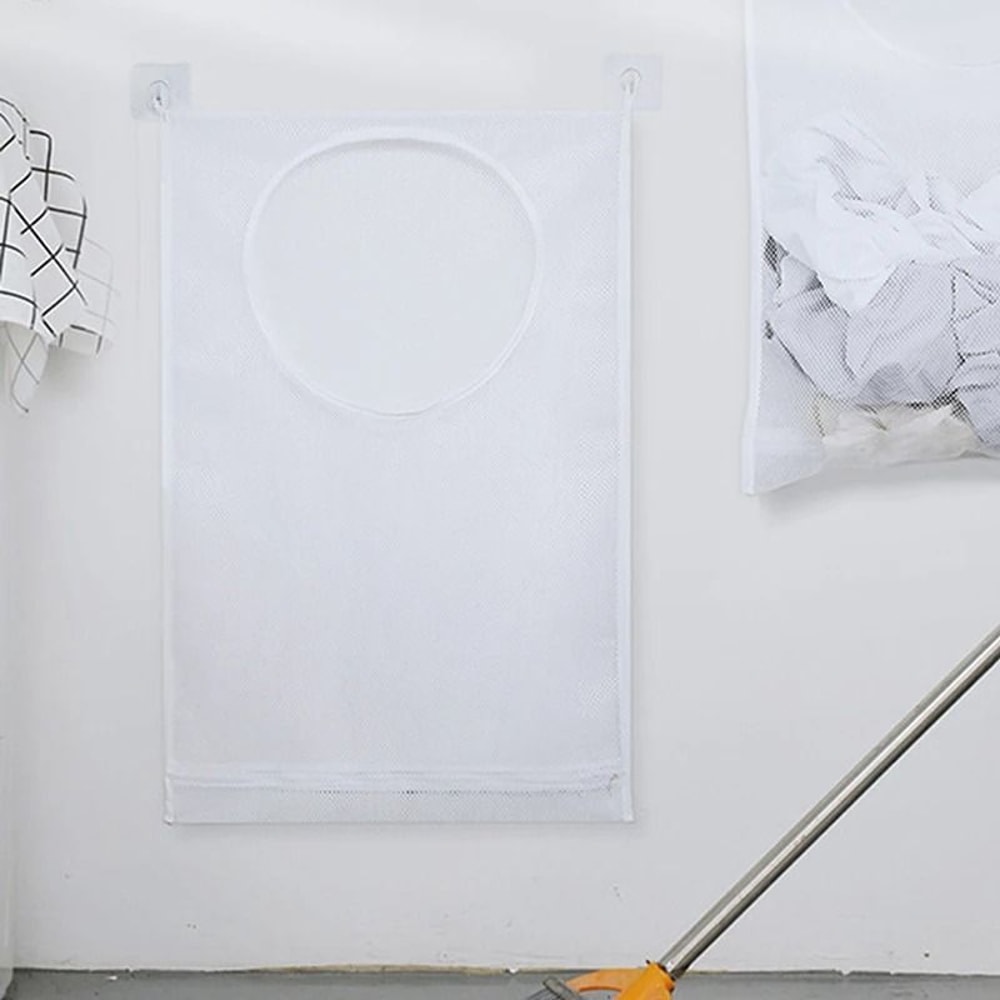 Hanging Laundry Hamper Bag With Bottom Zipper Large Mesh Dirty Clothes Organizer For Bathroom Dorm 3