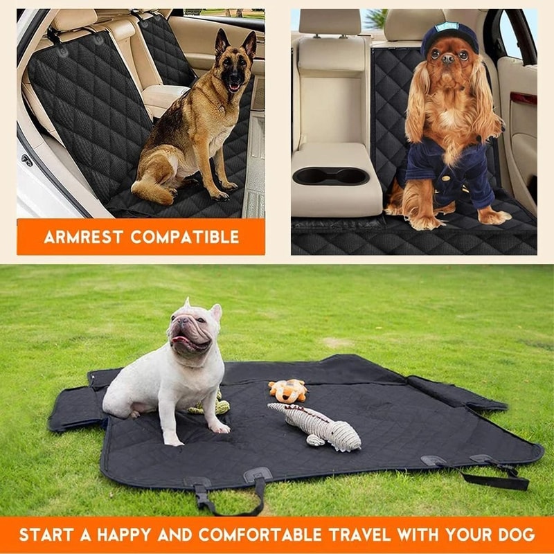 Waterproof Dog Car Seat Cover Rear Seat Hammock Non Slip Pet Travel Mat With Side Wings And Storage 1