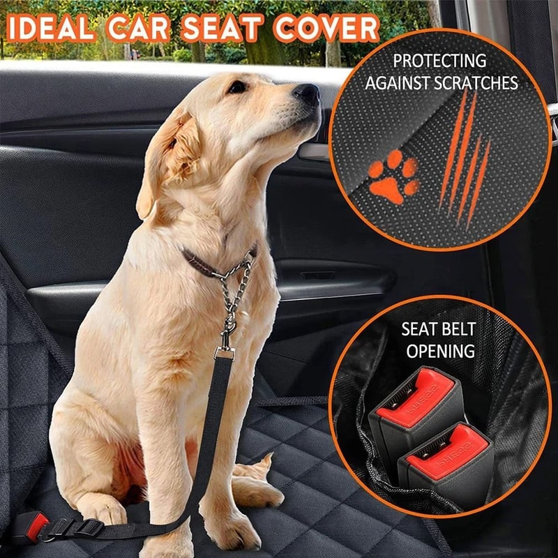 Waterproof Dog Car Seat Cover Rear Seat Hammock Non Slip Pet Travel Mat With Side Wings And Storage 3