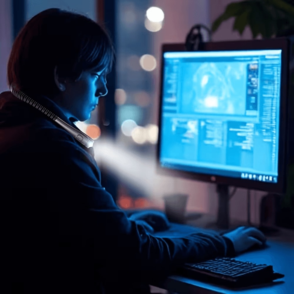 usb rechargeable neck light on airplane