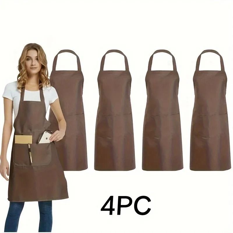 Adjustable Canvas Apron Set With Pockets Comfort Fit For Cooking And Work 4 Pack 10