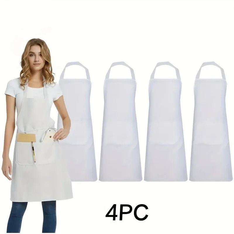 Adjustable Canvas Apron Set With Pockets Comfort Fit For Cooking And Work 4 Pack 7