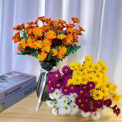 artificial daisy and sunflower bouquet set with chamomile style stems for wedding and home decor (21 heads)