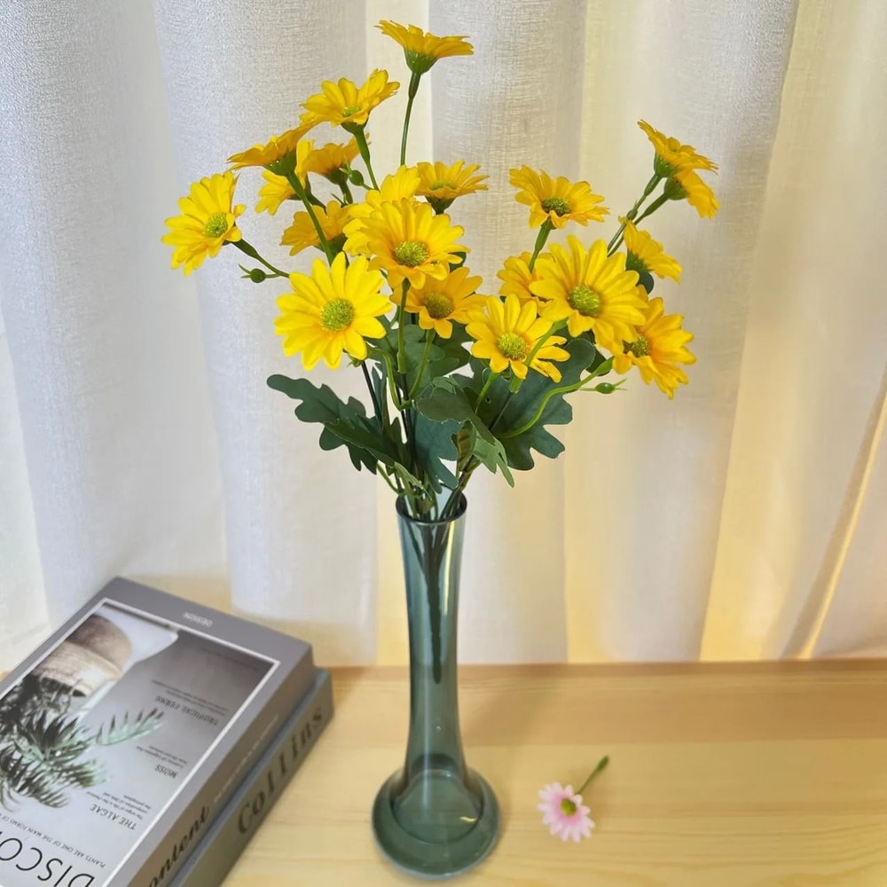 Artificial Daisy And Sunflower Bouquet Set With Chamomile Style Stems For Wedding And Home Decor 21 10