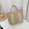 Color Block Straw Tote Bag With Zipper Summer Handbag For Women Lightweight Shoulder Bag 3
