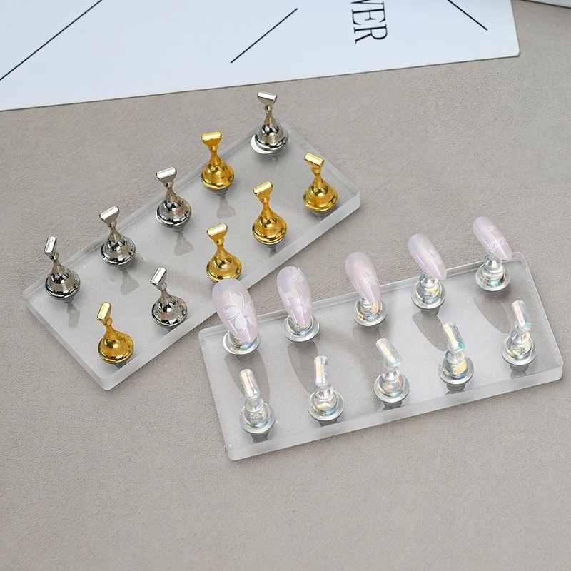 Magnetic Nail Display Board With Acrylic Holder Nail Art Practice Stand Set For Polish Samples 4