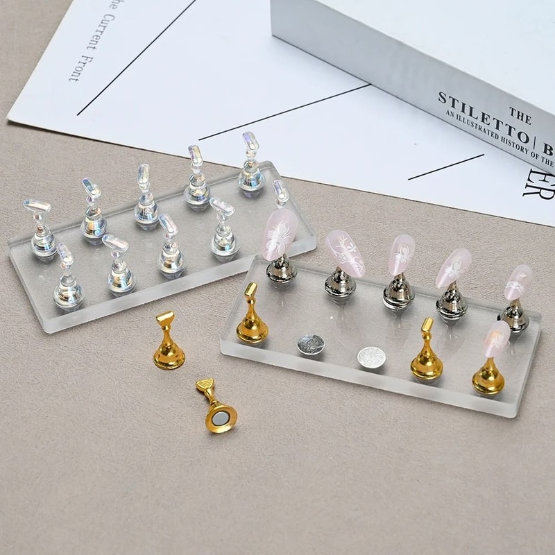Magnetic Nail Display Board With Acrylic Holder Nail Art Practice Stand Set For Polish Samples 5