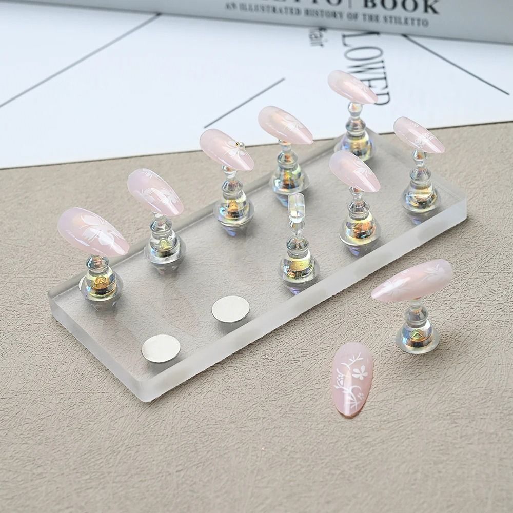 Magnetic Nail Display Board With Acrylic Holder Nail Art Practice Stand Set For Polish Samples 6