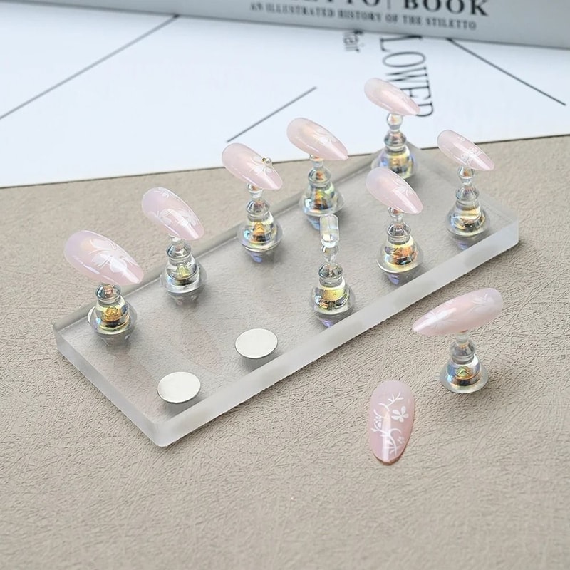Magnetic Nail Display Board With Acrylic Holder Nail Art Practice Stand Set For Polish Samples 6