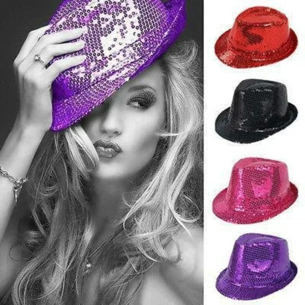 Sequined Top Hat For Adults And Kids Sparkly Party Dance Performance Costume Hat 0