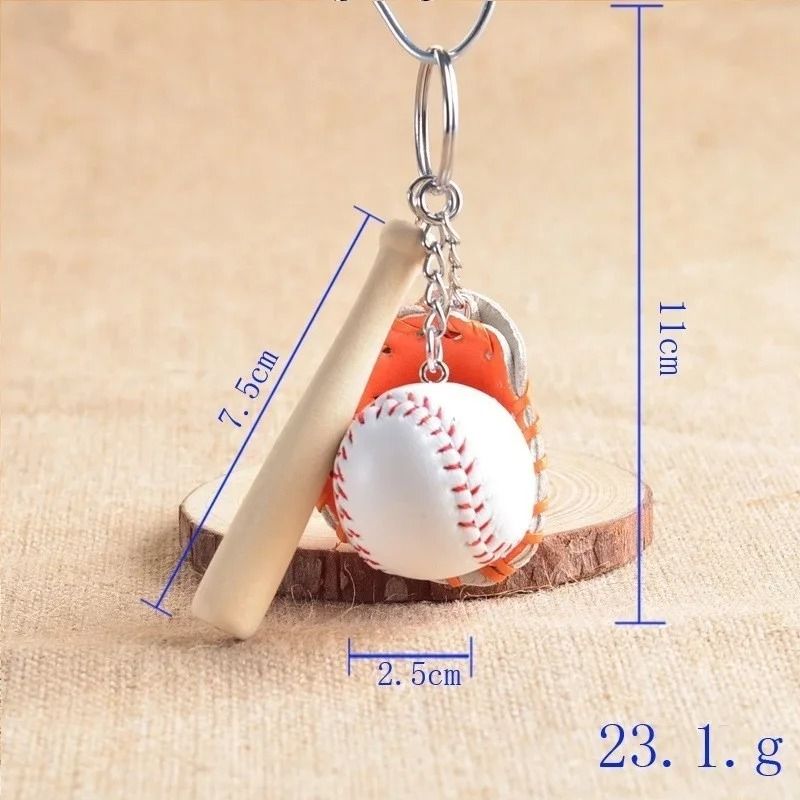 Mini Baseball Keychain Set With Bat Glove And Ball PU Leather Sports Keyring Gift 5