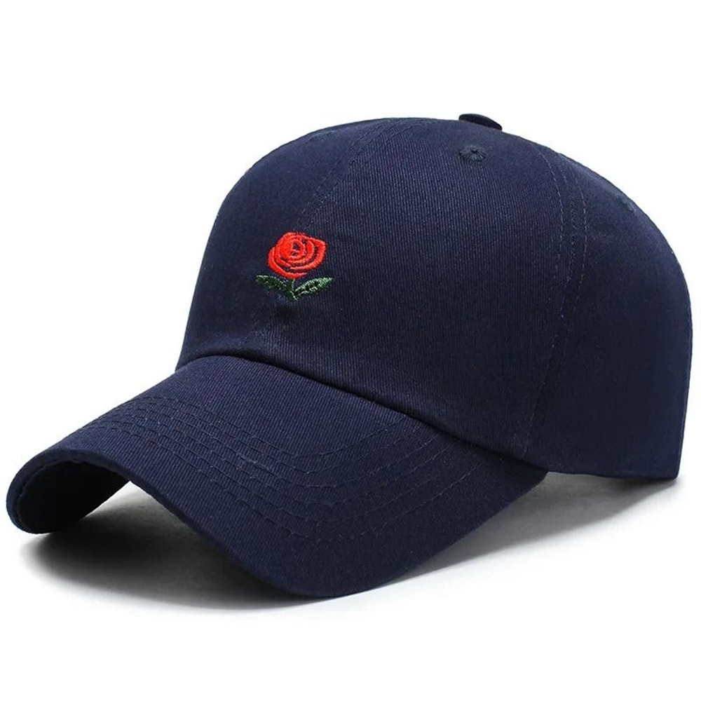 Unisex Rose Embroidered Baseball Cap Adjustable Cotton Streetwear Hat For Men And Women 9
