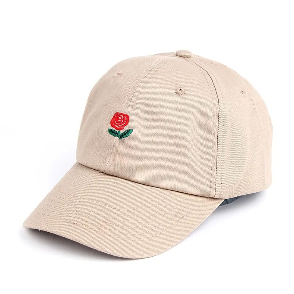 Unisex Rose Embroidered Baseball Cap Adjustable Cotton Streetwear Hat For Men And Women 1