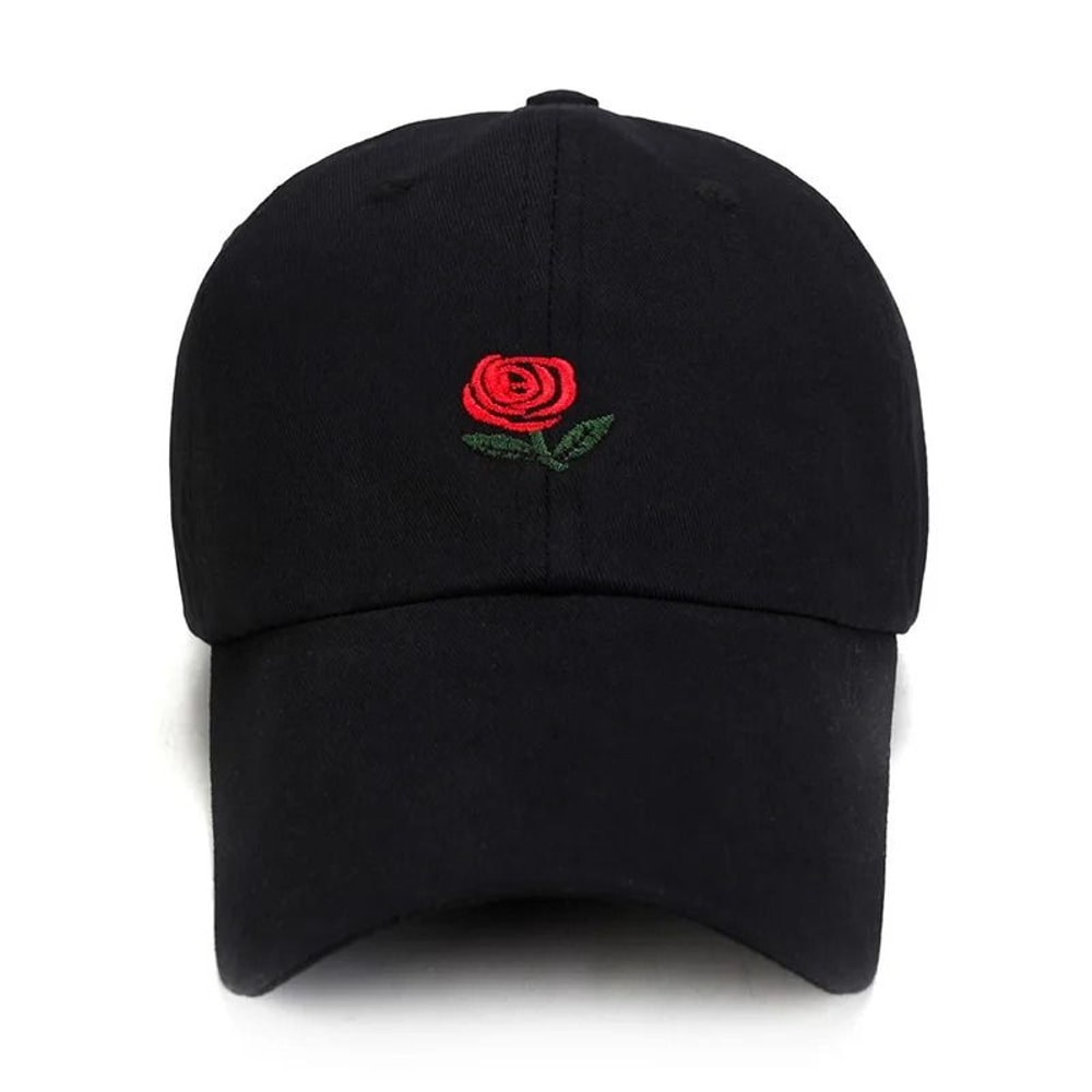 Unisex Rose Embroidered Baseball Cap Adjustable Cotton Streetwear Hat For Men And Women 2