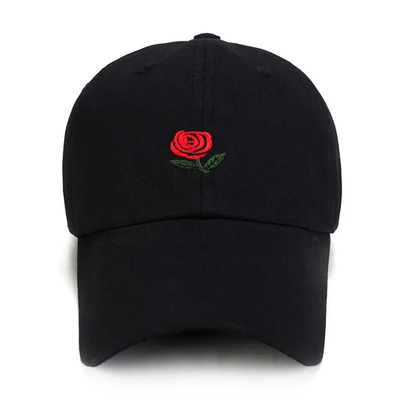 Unisex Rose Embroidered Baseball Cap Adjustable Cotton Streetwear Hat For Men And Women 2