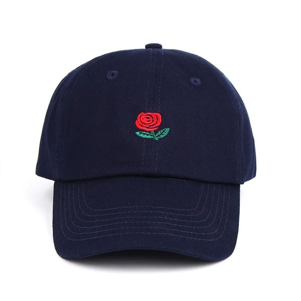 Unisex Rose Embroidered Baseball Cap Adjustable Cotton Streetwear Hat For Men And Women 7