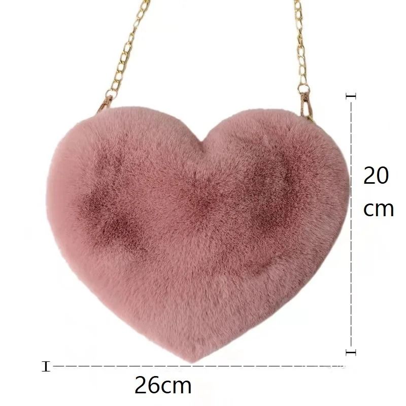 Faux Fur HeartShaped Crossbody Bag 5