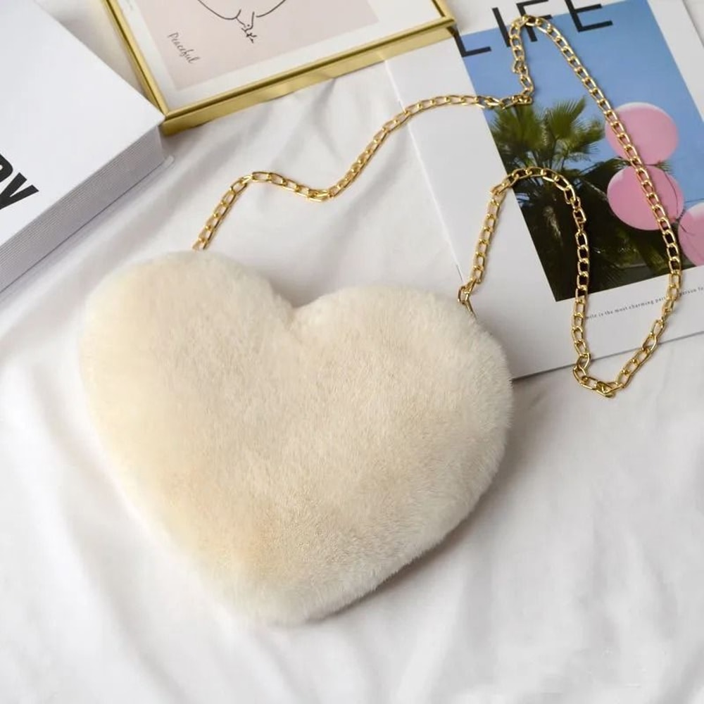 Faux Fur HeartShaped Crossbody Bag 6