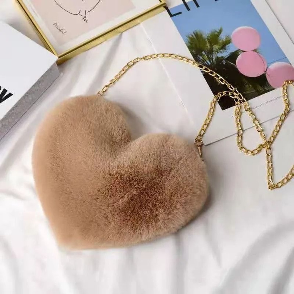 Faux Fur HeartShaped Crossbody Bag 9